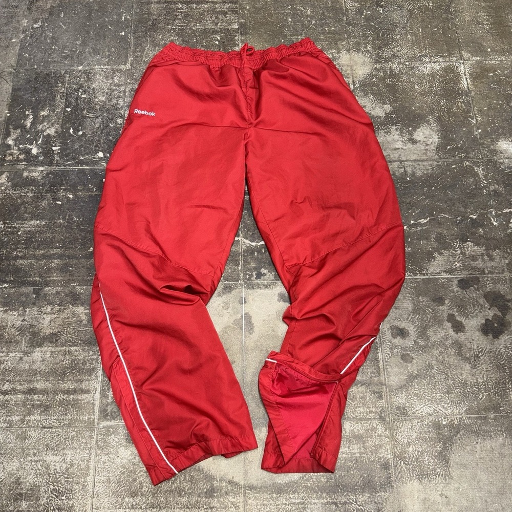Reebok Men's Red Windbreaker Ankle Zip Relaxed Baggy Track Pants Size XXL